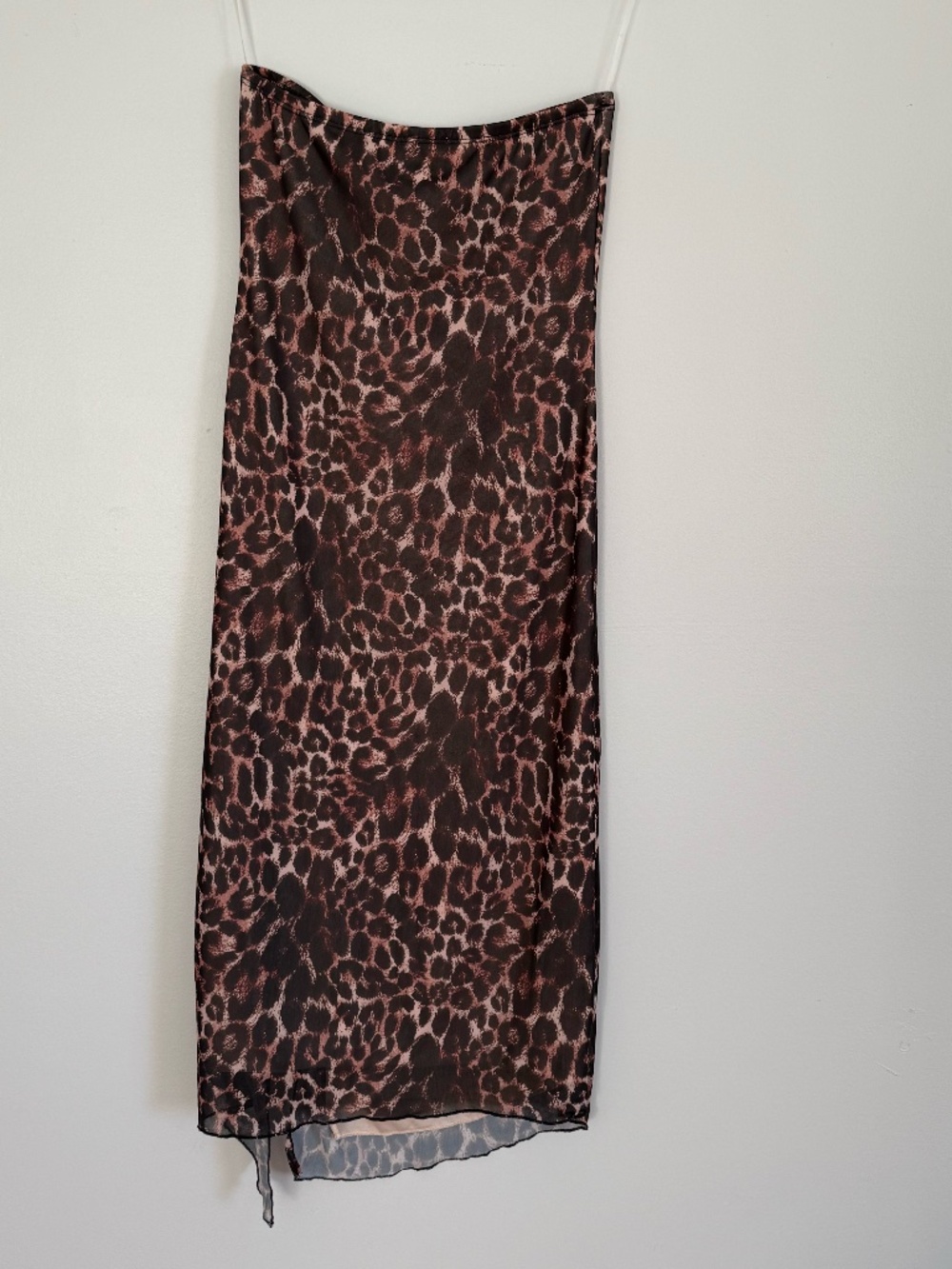 Y2K Leopard Print Tube Top Dress | Asymmetrical Hem | Side Slit | Size M